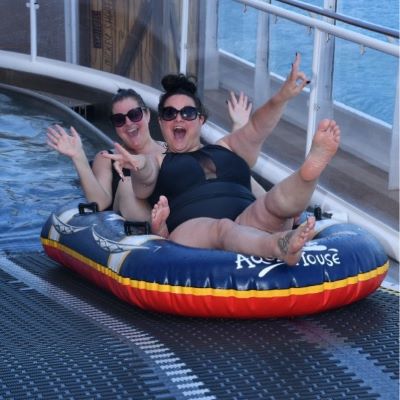 Girls just wanna have fun! On the AquaMouse on the Disney Wish.